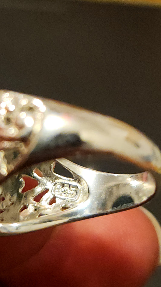 Green sterling silver ring