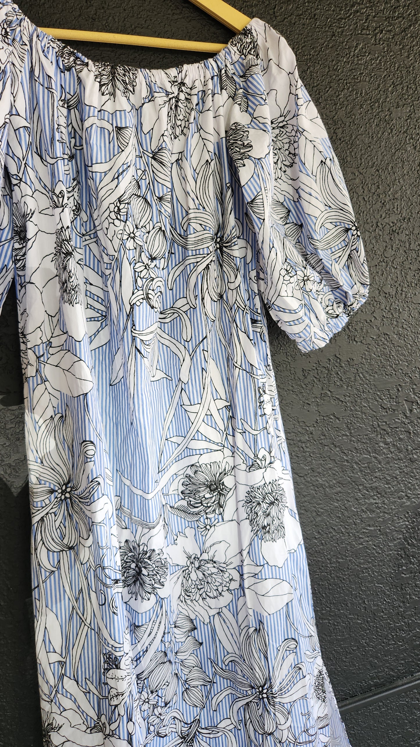 Blue and white dress