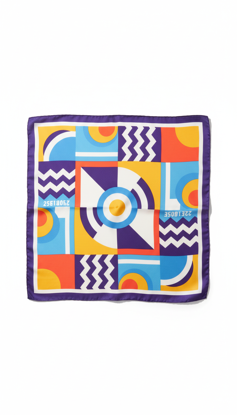 Retro Graphic Silk Scarf
